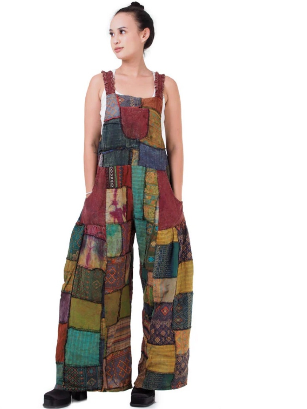 The Little Bazaar Jumpsuit Overall Patchwork Wide Leg Hippie Boho